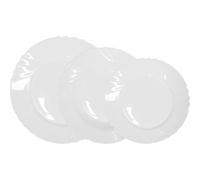 La Mediterránea Vajilla Completa 18 Piezas de Vidrio Templado, Incluye 6 Platos Llanos de (25,3 cm), 6 Platos Hondos de (23 cm) y 6 Platos de Postre de (20,5 cm), Colección Everett