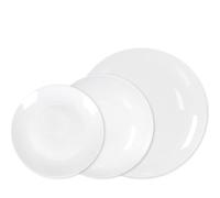 La Mediterránea Vajilla Completa 18 Piezas de Vidrio Templado, Incluye 6 Platos Llanos de (25.3 cm), 6 Platos Hondos de (23 cm) y 6 Platos de Postre de (20.5 cm), Colección Coup Basic