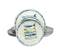 La Mediterránea - Vajilla para 4 personas, 12 platos: 4 platos grandes, 26 cm, 4 postre 20 cm, 4 huecos para sopa o ensalada 20 x 5 cm