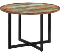 La mesa de comedor "Living Store", con dimensiones de 110x75 cm, fabricada con madera maciza y con un acabado que imita la madera envejecida
