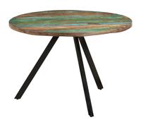 La mesa de comedor "Living Store", con dimensiones de 110x75 cm, fabricada con madera maciza y con un acabado que imita la madera envejecida