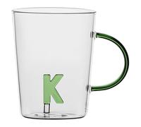 LA PORCELLANA BIANCA - Taza Letra K de cristal borosilicato, capacidad 400 cc, colección Alalettera
