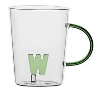 LA PORCELLANA BIANCA - Taza Letra W de cristal borosilicato, capacidad 400 cc, colección Alalettera