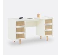 LA REDOUTE INTERIEURS Escritorio De Doble Pedestal Con 6 Cajones, Kaya. Talla talla única. Color Blanco Roto