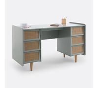 LA REDOUTE INTERIEURS Escritorio De Doble Pedestal Con 6 Cajones, Kaya. Talla talla única. Color verde caqui claro