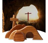 La tumba vacía escena de Pascua, decoraciones de cruz cristiana de Pascua, decoraciones de Pascua, kit de Pascua, tumba de Jesús religiosa, exhibición de tumba de Pascua para el hogar, mesa, oficina,