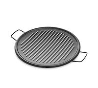 Vaello Campos Plancha Asador La Valenciana 46 cm – Acero esmaltado con ranuras, 2 asas, Negro