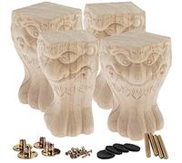 La Vane - Juego de 4 patas de madera para muebles de 10 cm, estilo europeo, talla de madera maciza, muebles, repuesto para decoración de sofá, armario, mesa, sofá biplaza