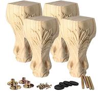 La Vane - Juego de 4 patas de madera para muebles de 15 cm, estilo europeo, talla de madera maciza, repuesto para decoración de sofá, armario, mesa, sofá biplaza