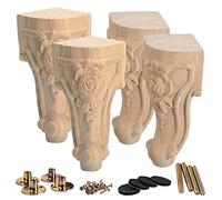 La Vane - Juego de 4 patas de madera para muebles de 25 cm, estilo europeo, talla de madera maciza, muebles, repuesto para decoración de sofá, armario, mesa, sofá biplaza