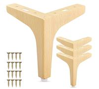 La Vane Juego de 4 patas de mueble de metal (10 cm de altura) color madera - Diseño de triángulo de diamante para armario, sofá, sillón y estantería | Patas de repuesto estables con tornillos |