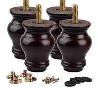 La Vane - Juego de 4 Patas de Muebles de Madera Maciza de Nogal de 10 cm, Patas de Repuesto M8 con Perno preperforado de 1,6 cm, Placa de Montaje y Tornillos para sofá, Armario, Silla otomana