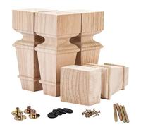 La Vane Patas de madera maciza para muebles, 15 cm (4 unidades), sin pintar y sin terminar, para sofá, cama, armario, repuesto para patas de madera tallada