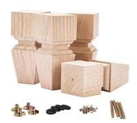 La Vane Patas de madera maciza para muebles, 15 cm (4 unidades), sin pintar y sin terminar, para sofá, cama, armario, repuesto para patas de madera tallada