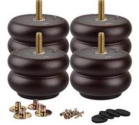La Vane - Patas de madera para muebles de 7 cm, 4 patas redondas de madera maciza de nogal oscuro M8 con perno preperforado de 5/16 pulgadas, placa de montaje y tornillos para sofá, mesa de armario