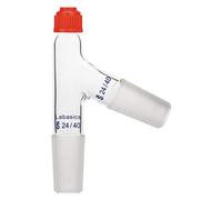 Labasics Tres Vías Adaptador de Termómetro, Termómetro Adaptador de Destilación de 3 Vías con Juntas 24/40 y Tapón de Rosca para el Aparato de Destilación, 3 Way Distilling Thermometer Adapter
