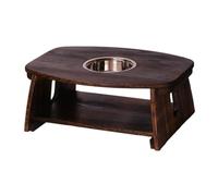 Labasuan Mesa Baja de Tatami Desmontable de 2 Niveles, Mesa de té Japonesa, Mesa de Centro Baja con Parrilla de carbón integrada, ensamblaje Tradicional de Espiga y mortaja, Ideal