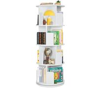 Labebe estantería giratoria 360 Grados, estantería esquinera de Madera Estantería giratoria de 4 Niveles Estantería de pie Estantería apilable Estantería de Almacenamiento Organizador, Blanco