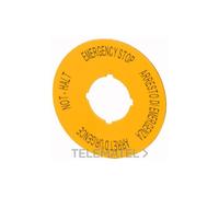 LABEL, EMERGENCY STOP, D60MM, YELLOW, D