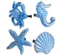 LABRIMP 4 Tiradores de Hierro Fundido Color Aleatorio Estilo Océano Diseño de Animales, Prácticos y Decorativos Pack de 4 Piezas Varios estilos para Varios estilos