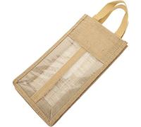 LABRIMP Bolsa de Vino de Yute Ventana Transparente Pack de 2 para Fiestas para Botellas de Vino Bolsa Portátil Cumpleaños y Navidad