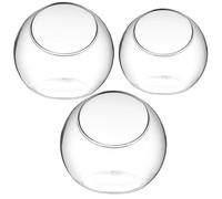 LABRIMP Conjunto de 3 Contenedores de Plantas de Vidrio Redondos para Terrario de Plantas de Aire Abertura Biselada, Ideales para Decoracion Verano y Proyectos DIY