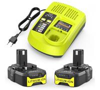 LabTEC P103 18V 3000mAh Ersatzakku für Ryobi 2 Packs BPL1815 P102 P104 P105 P106 mit P117 USB Port Ladegerät Ersatz für Ryobi P117 12V-18V One Plus Serie, USB Ladegerät Set für Ryobi P107 P108