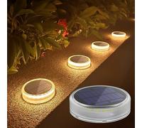 Lacasa Pack de 4 Luces Solares Exterior de Piso Suelo, LED Luz Solar para Jardín Terraza Camino Cubierta Escalera Iluminación, Exteriores IP68 Impermeable, Luz Blanco Cálido 2700K