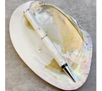 LACHIEVA LUX Bolígrafo de metal artesanal en madreperla natural, recambio alemán P900M, regalo elegante para hombre y mujer, en caja de regalo