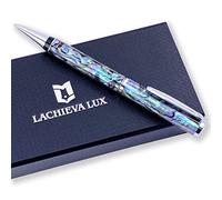 LACHIEVA LUX Bolígrafo de metal con concha de abalón hecho a mano, recambio alemán P900M, regalo elegante para hombre y mujer, en caja de regalo