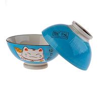 lachineuse - 2 cuencos para sopa o ramen - Diseño Maneki Neko - Azul