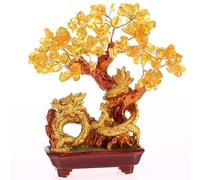 Lachineuse - Árbol de Citrino Amarillo - Feng Shui 19 cm - Decoración Asiática - Dragón Dorado - Árbol de la Fortuna - Deco Asiático Piedras Preciosas - Objeto Japón Zen