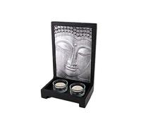 lachineuse - Candelabro Decorativo para Cara Buda - Decoración Zen Interior Buda - 2 portavelas de Cristal - 24 x 15 cm - Decoración asiática - Idea de Regalo Asia Japón - Candelabro de meditación