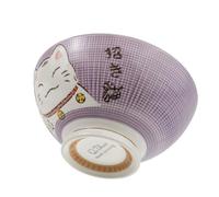 lachineuse - Cuenco grande para ramen japonés - Tinte morado ⌀ 17,5 cm - Capacidad 1000 ml - Gato Maneki Neko - Cuenco para arroz, desayuno y sopa - Decoración de Asia y Japón - Regalo de vajilla
