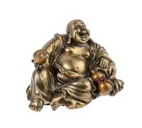 Lachineuse - Estatuilla Buda Rieur Chance & Prosperity - Estatua Buda 11 cm Color Bronce - Decoración Feng Shui - Objeto Deco Zen Chino para Sala de Estar, Oficina - Idea de Regalo China Asia