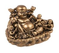lachineuse - Estatuilla de Buda Rieur con niños - Estatua de Buda 15 cm de Color Dorado - Decoración Feng Shui - Objeto Deco Zen Chino para Interior, salón - Idea de Regalo de China Asia