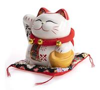 lachineuse - Estatuilla de Gato japonés - Hucha Maneki Neko - Gato de la Suerte - Especial de la Fortuna - Motivos japoneses - Porcelana - 12 x 13 x 11 cm Japón Asia