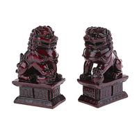 lachineuse - Estatuillas Leones Chinos Rojos - 2 Figuras para Perros Fu - 10,5 x 6 x 4 cm - Decoración China asiática - Decoración Feng Shui para hogar, Oficina, Interior - Idea de Regalo China Asia
