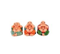 Lachineuse - Estuche de 3 budas rieurs de sabiduría - Estatuillas de pequeños budas Colores - Decoración Feng Shui - Objeto Decorativo Zen Chino para Interior salón Oficina - Idea de Regalo asiático