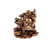 lachineuse-Figura Buda Sonriente con Tortuga dragón-Feng Shui-12x12x8 cm