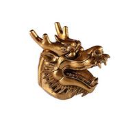 Lachineuse - Figura de Cabeza de dragón Chino - Estatuilla dragón - 13,5 x 15 x 11 cm - símbolo de Potencia, Fuerza y longevidad - Decoración asiática China - para Oficina, hogar, Color Dorado