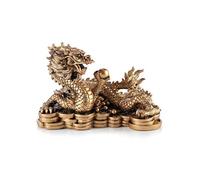 Lachineuse - Figura Grande Dragon Feng Shui - Estatuilla Dragón en Sapèques - 14 x 21 x 11,5 cm - Símbolo de Poder, Fuerza y longevidad - Decoración asiática China - Color Dorado