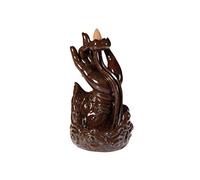 lachineuse - Fuente de Incienso a Mano de Buda - Brule Incienso Cascade 18 cm - Porcelana - Puerta de Incienso para decoración Interior - Deco Zen Asiático - Soporte de Incienso para Ambiance Feng