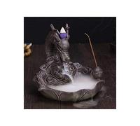 lachineuse - Fuente de Incienso dragón - Brule Incienso Cascade 15,5 cm - Cerámica - Puerta de Incienso para Decoración Interior - Deco Zen Asiático - Quemador de Incienso para Ambiance Feng Shui