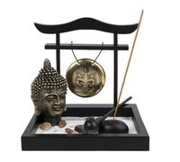 lachineuse - Jardín Zen japonés - Decoración Zen Interior Buda - Pórtico, Gong - con Arena, Piedras y rastrillo - Deco Zen para Oficina - Objeto decoración asiática - Idea de Regalo japonés asiático