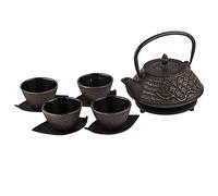 lachineuse - Juego de té de Hierro Fundido, Flores de Cerezo, 1 Tetera, 4 Tazas de Hierro Fundido y Filtro infusor, Capacidad 0,8 L, decoración Japonesa asiática, Idea de Regalo de vajilla, Color