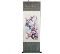 Lachineuse - Kakemono Fleurs de Ciruela - Tapiz de Pared - Decoración Japonesa para Colgar - 120 x 38 cm - Símbolo de Esperanza - Cuadro japonés - Color Gris - Idea de Regalo de Japón Asia