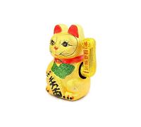 lachineuse - Maneki Neko dorado con brazo que se mueve - Estatua de gato japonés - Estatuilla de 17 cm con brazo móvil - Objeto Kawaii Deco Oro - Idea de regalo Japón Asia - Suerte, Felicidad, fortuna