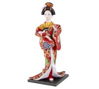 lachineuse - Muñeca Japonesa en Kimono Rojo - Muñeca Tradicional asiática 31 cm - Decoración Japonesa Sala - Figura Geisha - Fabricación Artesanal - Deco Maison Asia Japon