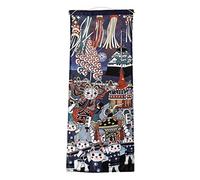 lachineuse - Panel de Pared japonés Homenaje al Maneki Neko - Decoración Japonesa para Colgar - 80 x 32 cm - Cuadro Tradicional japonés, Color Azul - Idea de Regalo de Japón Asia